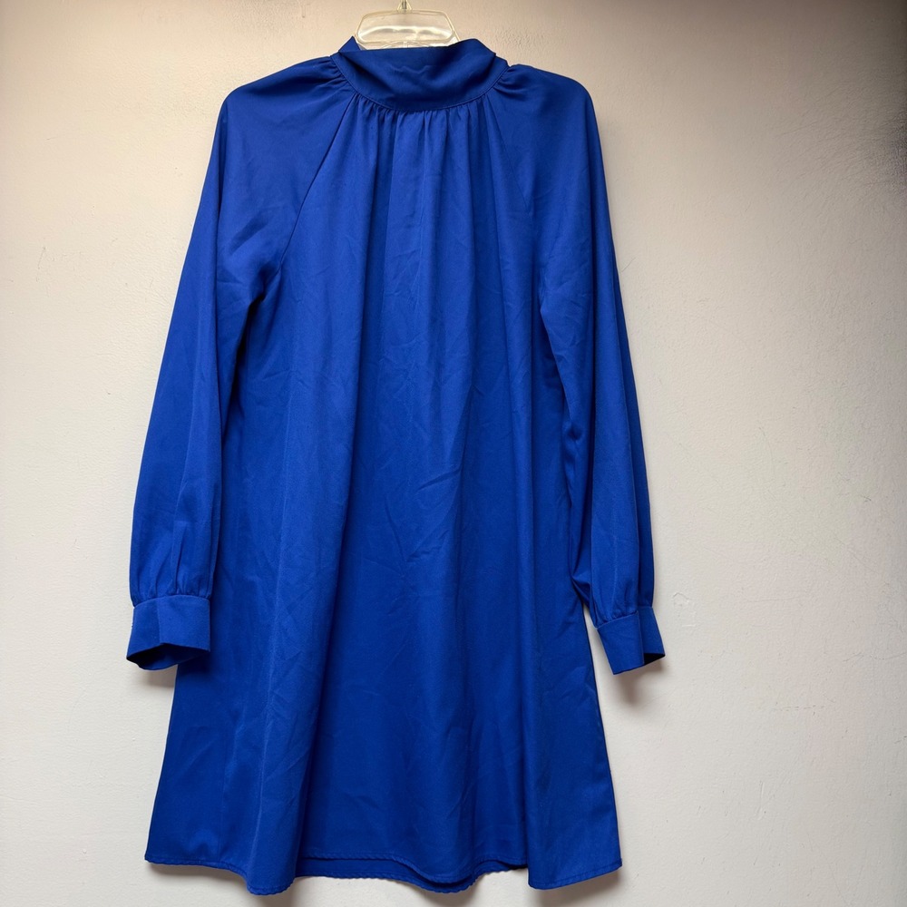 Carole Christian Shift Dress Womens L Royal Blue Excellent Vintage Bow Back Mock